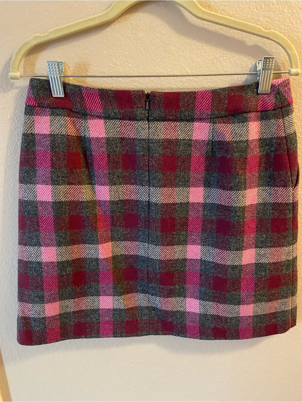 Boden Pink and Gray Plaid Mini Skirt